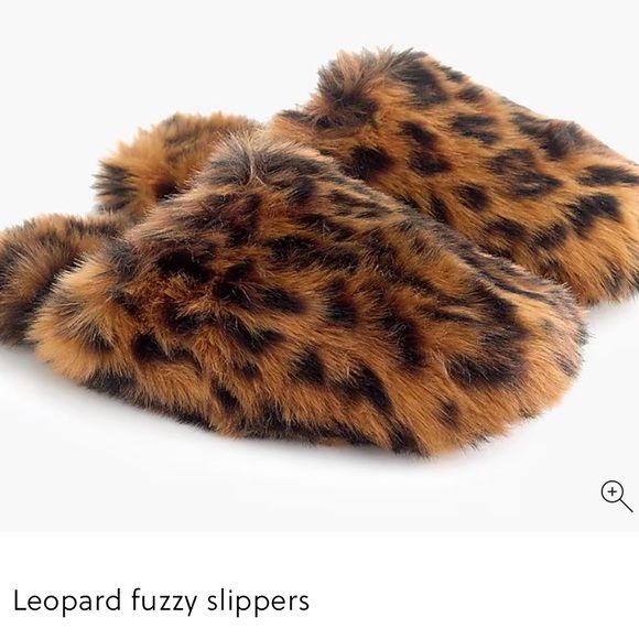 NWOT J.Crew Fuzzy Leopard Slippers - Picture 1 of 5